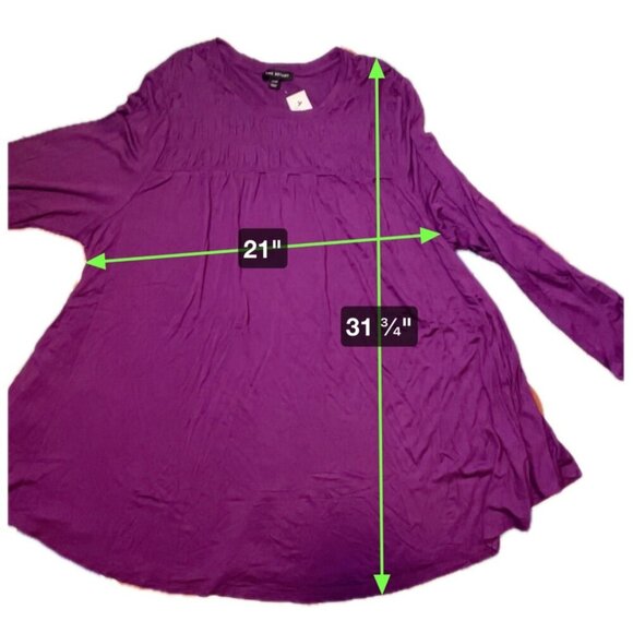 Lane Bryant NWT Purple Smocked Long Sleeve Boat Neck Pullover Top Sz 22 - Picture 7 of 8